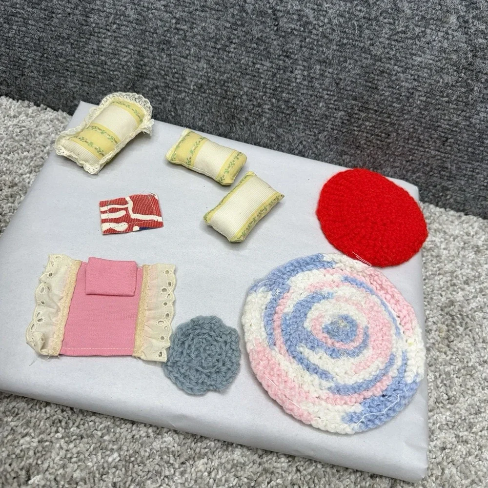 Vintage dollhouse‎ miniature rugs pillows door mats lot